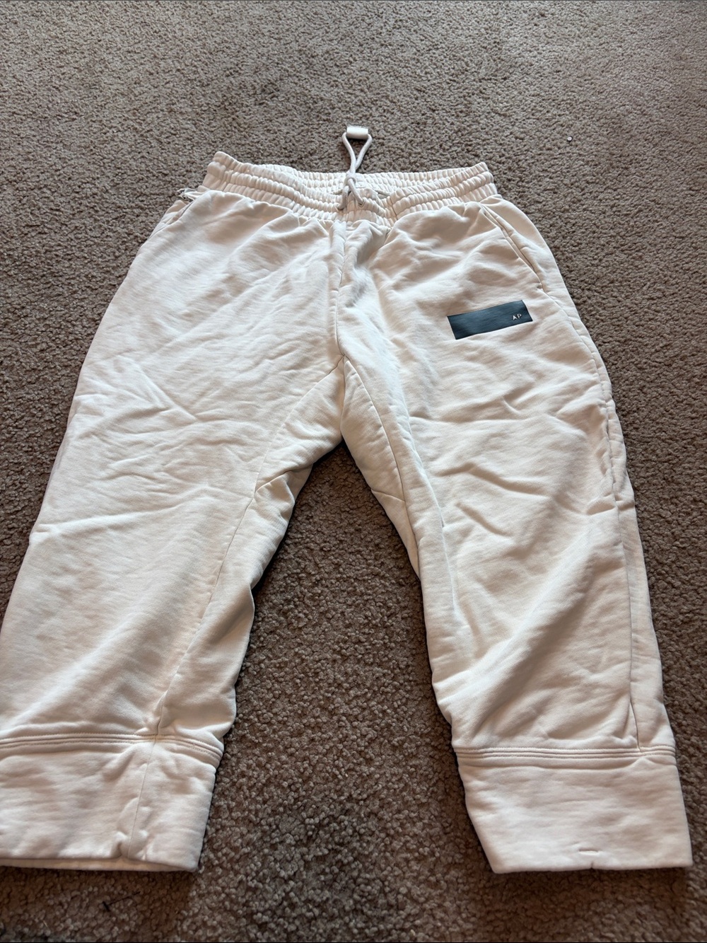 B72 Adidas X Parley Cream Jogger Pants with Drawstring, large